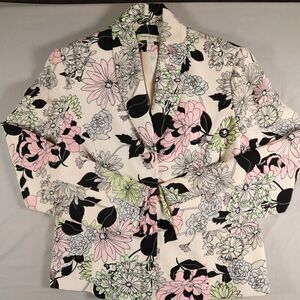 Amanda Smith Suits Blazer Jacket Womens Size 4 Floral 100% Silk
